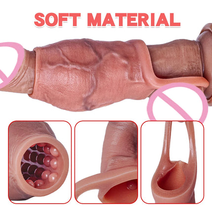 Man Dick Enlargement Semen Lock Ring For Men Delayed Ejaculation Soft Silicone Penis Sleeve Hollow Cock Ring Adult 18+ Sex Toy