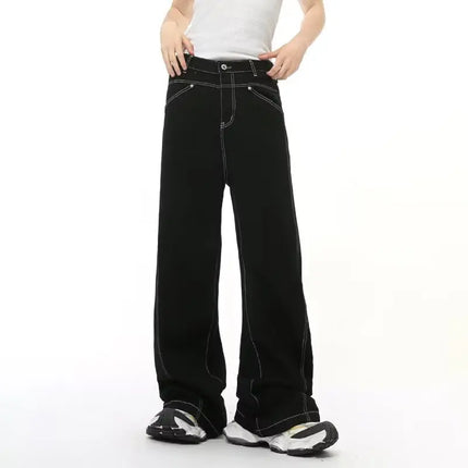 2026 Men Loose Straight Jeans American Style Vintage Versatile Comfortable Denim Trousers Fashion Male Classic Black Trousers
