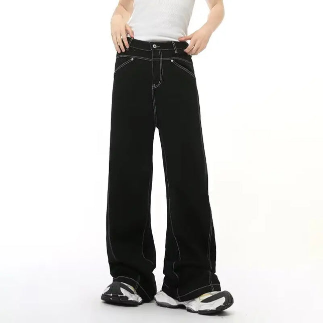 2026 Men Loose Straight Jeans American Style Vintage Versatile Comfortable Denim Trousers Fashion Male Classic Black Trousers