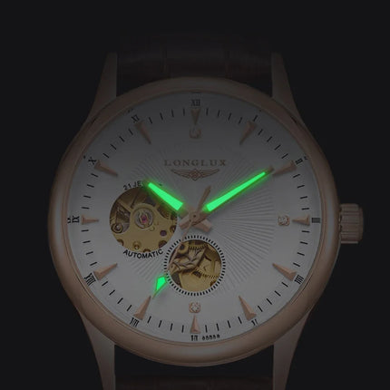 LONGLUX automatic watch elegant style wholesale mechanical wristwatches skeleton rome waterproof  mens watch men gift