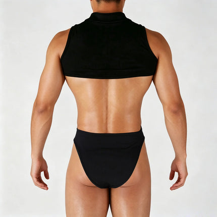 Men's Hollow Out Leotard Bodysuit Sleeveless Jumpsuit Sexy Stretch Tight One-piece Clubwear One Piece Lingerie