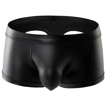 Men's Boxers Faux Leather Underwear Man Wet Look Sexy Panties Open Butt G String Underpants Buttocks Boxershorts Club