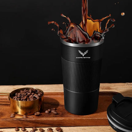 Car Coffee Cup 304 Stainless Steel Car Thermos cafe Mug 510ML for Corvette C1 C2 C3 C4 C5 C5 C6 C7 C6-R C8