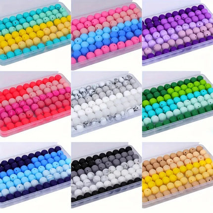 40/80PCS 15mm silicone bead combination set, perfect for DIY handmade crafts such as keychains, necklaces, bracelets, etc.