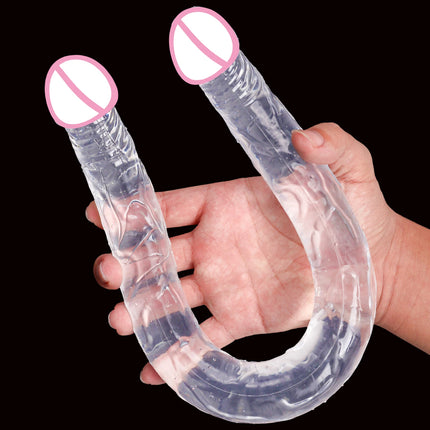 U Shape Double Head Dildo Transparent Dildos Penis Soft Silicone Vagina Anus Massager Anal plug Gay Adult Sex Toys for Women Men