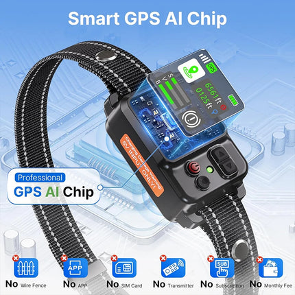 2025 Upgrade Pet GPS Wireless Electronic Fence Dog Fence and Barking Stopper Dog Trainer Training Electric Shock Collar