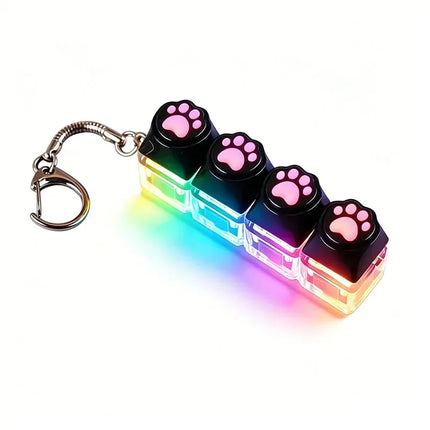 =Clickable Keyboard Keychain LED Light - Stress Anxiety Relief Fidget Toy, Portable Desktop Accessory for Office Decoration Gift