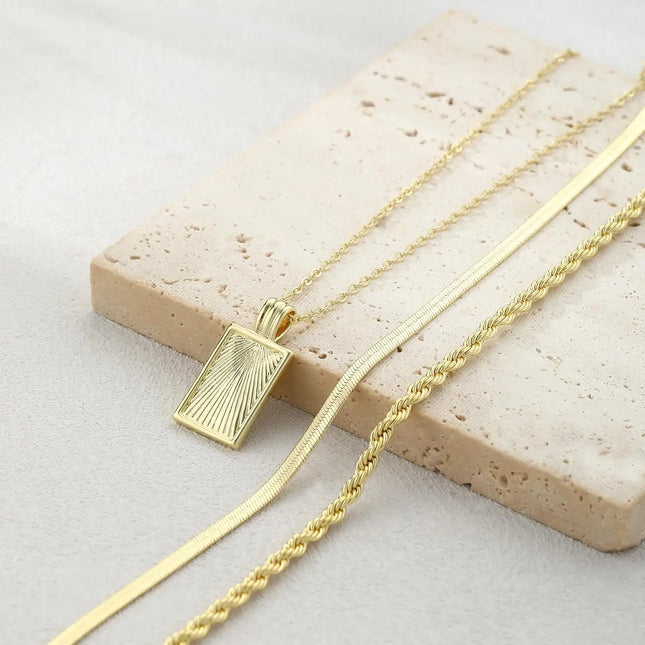 Layered Pedant Necklaces for Women Stackable 14K Real Gold Plated Silver Chain Necklace Layering Pendant Necklace Trendy Jewelry