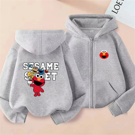 Fashion SESAME STREET Sweatshirts Elmo Zip Up Hoodie Children Clothes Kid Girl Boy Sweatshirt Zipper Hoody Baby Casual Top