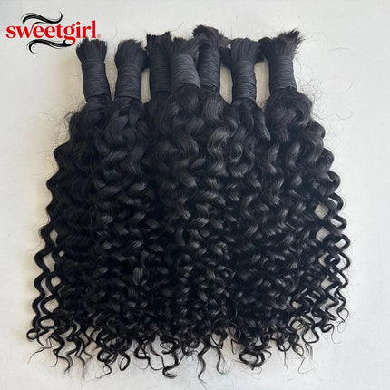 Human Braiding Hair For Boho Braids Deep Wave Human Hair For Boho Braids Curly Braiding Hair 12-30 Inch Remy Hair Brazilian 12A