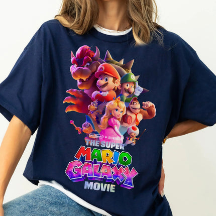 Super Mario Galaxy Movie T-shirt Peach Yoshi Oswer Luigi Tee 2026 Summer New Men's Women's Retro Cotton Oversized T-shirt Y2K