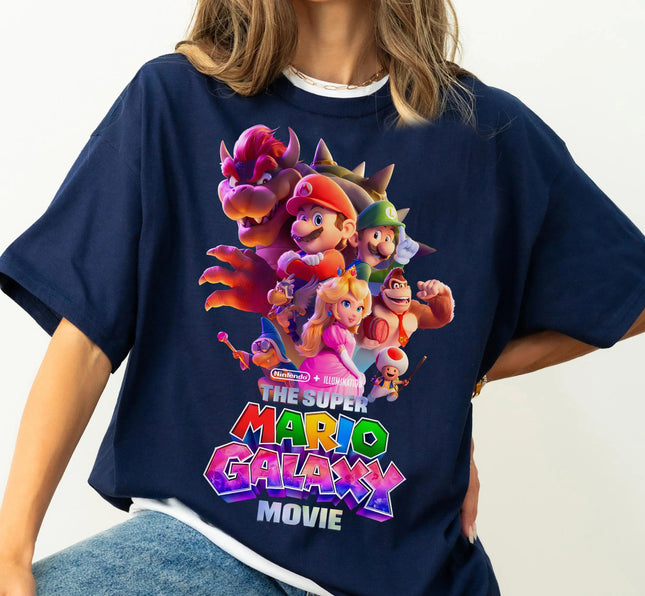 Super Mario Galaxy Movie T-shirt Peach Yoshi Oswer Luigi Tee 2026 Summer New Men's Women's Retro Cotton Oversized T-shirt Y2K