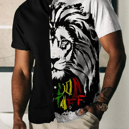 2023 Summer Vintage Men's Hawaiian Shirt Short Sleeve Stripe Printed Shirts For Men Single Button Beach Tee Shirt Men Clothing