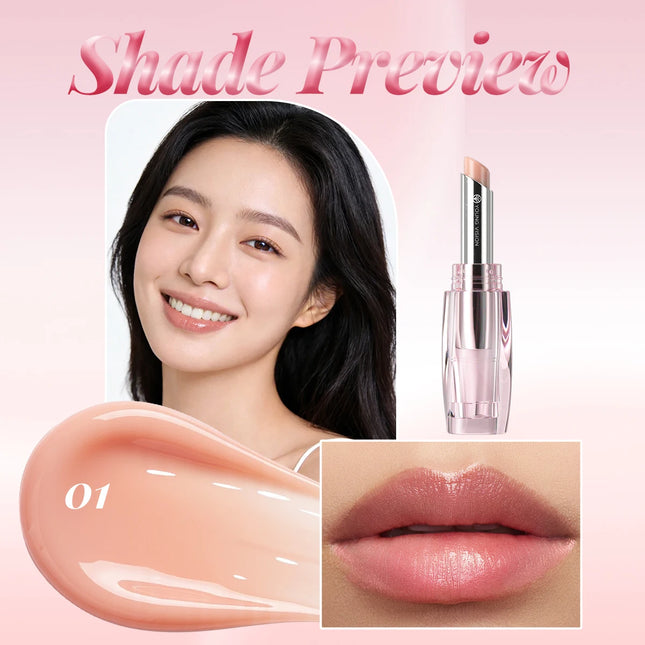 6 Colors Crystal Glossy Lipstick - Moisturizing Tinted Lip Balm,  Shimmer, Transparent Tube, Long-Lasting Hydration,