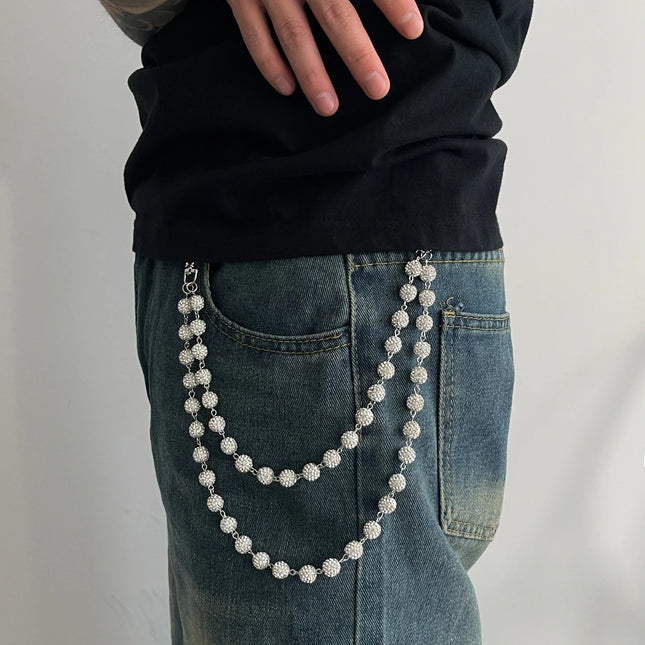 Shiny Rhinestone Keychain Wallet Belt Chain for Men Hip Hop Trousers Hipster Pant Jeans Chain Rock Jewelry