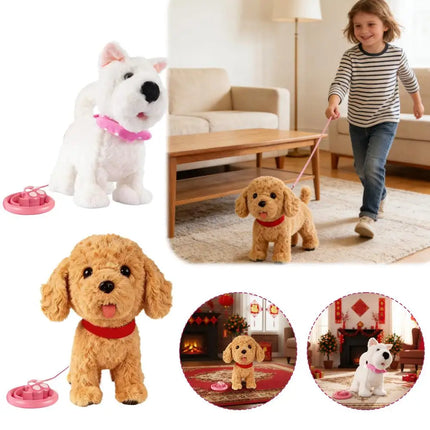 Fashion Simulated Puppy Doll Interactive Walking Simulated Puppy Tail Wagging Barking Walking Dog Toy for Indoor and Outdoor Use