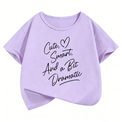 Cute Smart Dramatic Letter Printed T Shirts Short Sleeve Kids Children's T-shirt Boys Girls Summer Spring Casual Top Tee Shirt