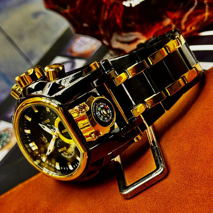 Clown Series Guide Ball Punk Quirky Men's Personality Watch, Fashionable Youth Trendy Gold Steel Luminous Watch, Trendy Gift Watch, the Best Gift for Him