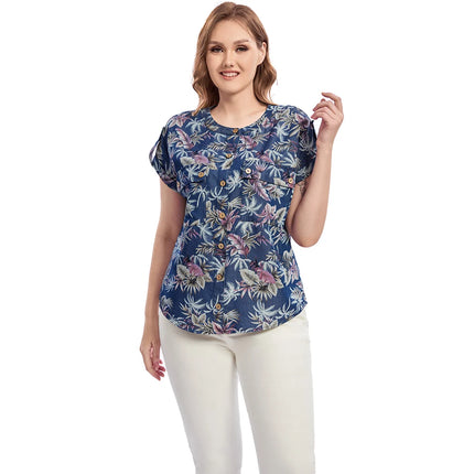Women Plus Size Woven Spring And Autumn Denim Fashion Shirt