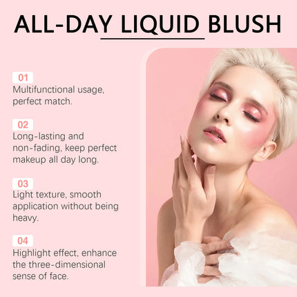 Liquid Blush Stick with Sponge Tip Waterproof Long-Lasting Brightening Moisturizing Lips Cheeks Natural Korean Cosmetic Makeup