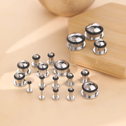 2pcs 1.6-16mm Stainless Steel Ear Plugs Tunnels Silver Color Ear Gauge Stretching Kit Jewelry for Women Men
