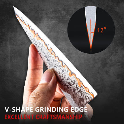 Grandsharp Damascus Blades 1-7PCS Kit 55 Layers Copper Damascus Steel No Handle DIY Knife Making Forging Blades Custom Tool