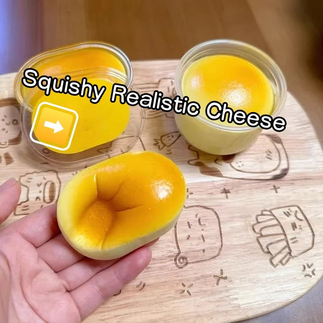 1PC Squishy Realistic Cheesecake Slow Rebound Stress Relief Decompression Toys Half-Baked Cheese Prank Toys Sticky Fingers