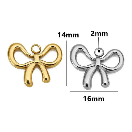 5pcs Stainless Steel Bow Knot Charms Waterproof Pvd Plated Gold Bow Pendants for DIY Earrings Bracelets Necklace Jewelry Making