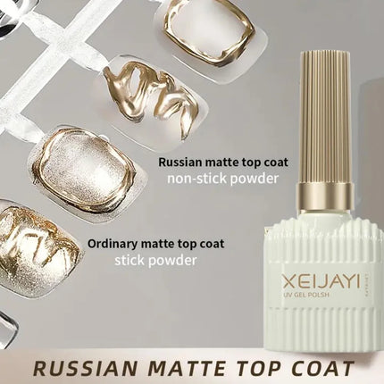15ml Russian Matte Top Coat for Chrome Nail Powder 3D Mirror Chrome Nail Rubbing Powders Gel Top Coat  No Wipe Soak off UV Gel