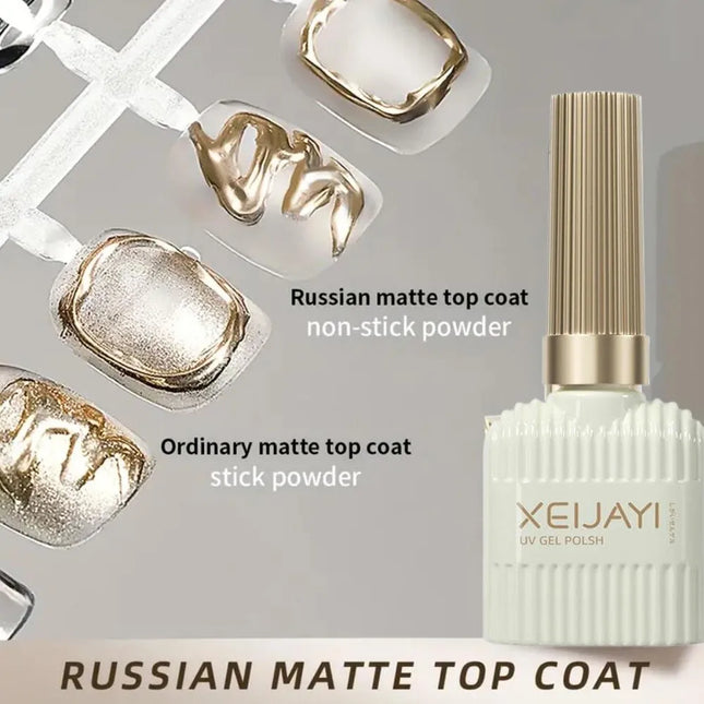 15ml Russian Matte Top Coat for Chrome Nail Powder 3D Mirror Chrome Nail Rubbing Powders Gel Top Coat  No Wipe Soak off UV Gel