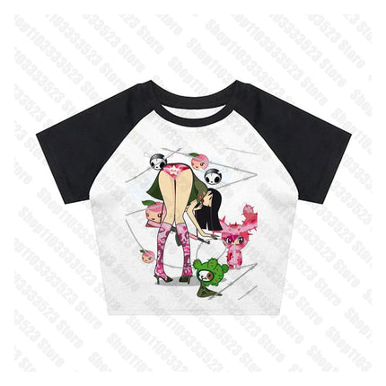 Gothic Kawaii Printing Crop Tops Tank Tops Punk Retro Printed Y2K Casual Baby Tank Harajuku Streetwear Emo Girls Slim Women Vest