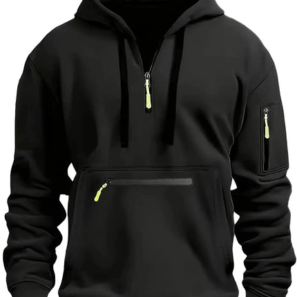 Men's hoodie with armor Men Sweatshirts Spring Thicker Pullover Half Zipper Pullover Male Hoody Sports Autumn Solid Color Coat