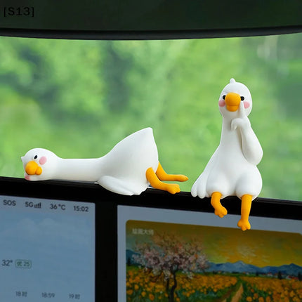 Resin Cartoon Animal Decor For Desk Car Dashboard TV Monitor Gift Idea Cute 3D Duck Figurine Mini Resin Duck Ornament Playful[Q]