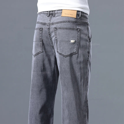 Lyocell Pants Men's 2024 Summer Clothes Ultra Thin Fashion Casual Pants Male Baggy Drape Straight Denim Trousers