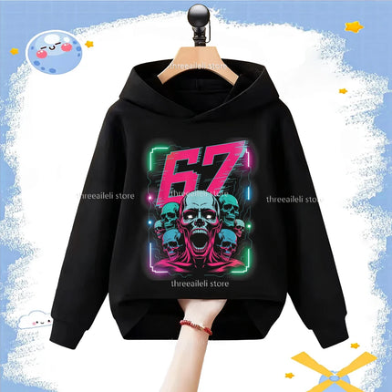 Autumn 67 Italian Brainrot Six Seven Digit Print Kid Fleece Sweatshirt Children's Hoodies Boys Girls Casual Fashion Sport Hooded
