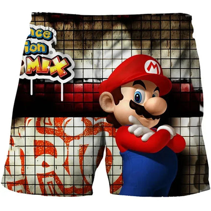 New Super  Beach Shorts Cartoon Animation Marios 3d Print Boys Casual Board Shorts Children's Marios Sports Pants Swimming Pants