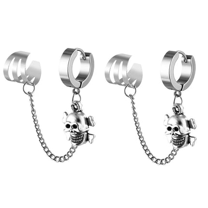 Design Stainless Steel Skull Drop Earrings For Women Men Fashion Gothic Street Hip Hop Ear Jewelry Pendant Cool Stud Earrings