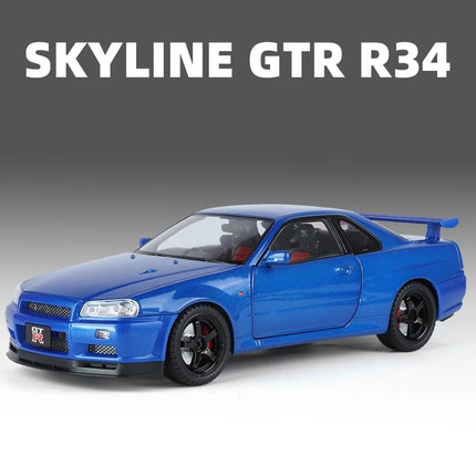 1/18 Skyline GTR R34 Modified Car Alloy Car Model Sound and Light Pull Back Children's Toy Collectibles Birthday gift