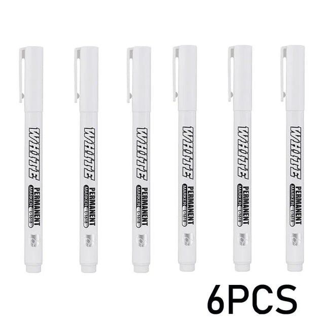 New 1/2/3PCS Waterproof Metal Marker Permanent White Paint Pen Washing Art Painting Graffiti Pens Fabric Wood Leather Marker1MM