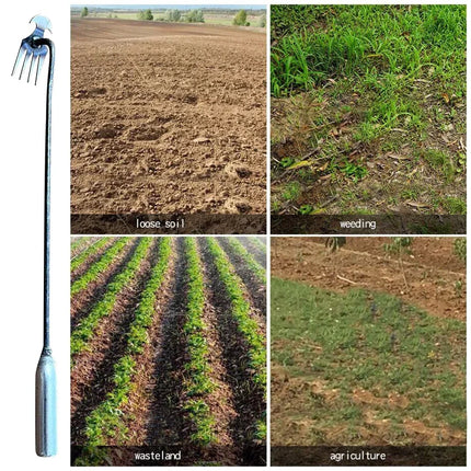 Hoe Weeding Artifact Uprooted Grass Tools Garden Hoe Rake Steel Farm Tools Small Hoe Loosen with 4 Teeth The Soil Wild Vegetable