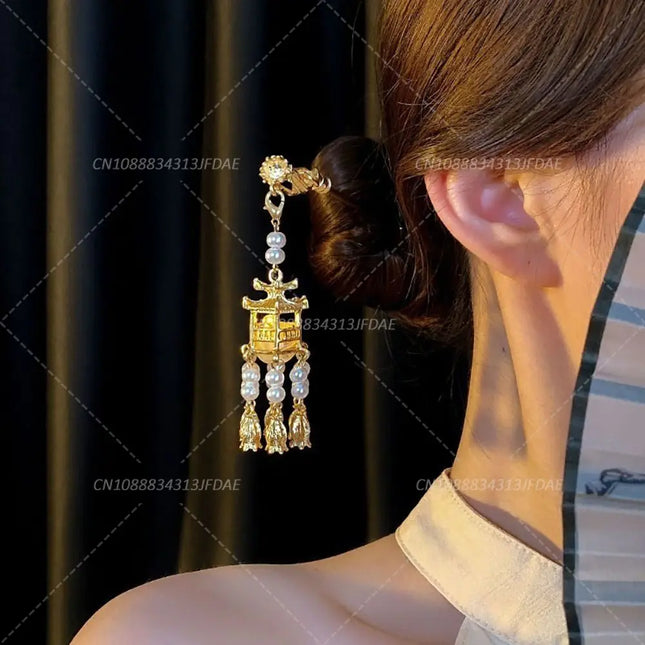 Chinese Style Hair Stick Glowing Lotus Lantern Hairpin Women Ancient Style Palace Lantern Hair Stick Flower Tassel Hair Insert