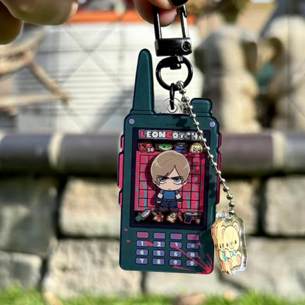 Leon Kennedy Tamagotchi Phone Virtual Pet Acrylic Keychain Cute Kawaii Chibi Mini Horror Anime Keychain Collectible