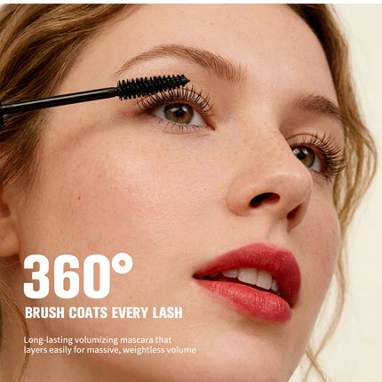 Lakerain Volumizing Mascara 36h Long-lasting Volumizing 360° Brush Eyelashes Waterproof Smudge-Proof Thick Makeup Mascara