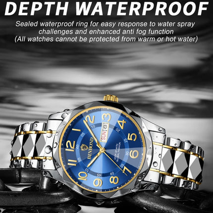 BINBOND Top Brand Luxury Men's Wristwatch Waterproof Luminous Date Week Men's Watches Stainless Steel Quartz Men's Watch Male reloj