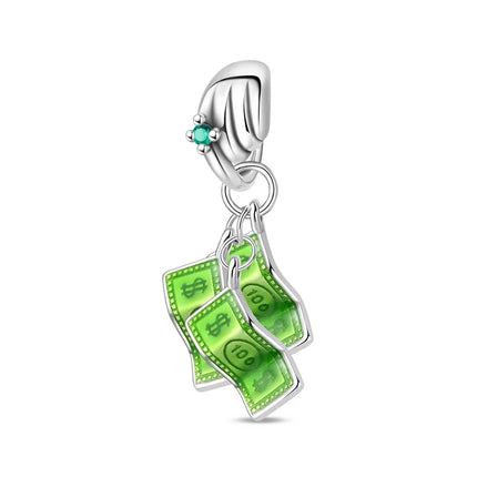 Lucky 925 Sterling Silver Money Tree Lucky Cat God of Wealth Dollar Treasure Charm Fit DIY Bracelet Necklace Good Luck Wish Gift