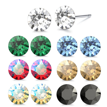 (Wholesale) Stainless Steel Stud Earrings Genuine Crystals from Austria for Women Girls Wedding Party Jewelry 4/6/8mm