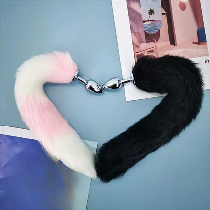 40cm Fox Tail Anal Plug Sexy Plush Cat Ears Headbands Set Butt Plug Tail Erotic Cosplay Sex Toys for Women Anal Masturbating