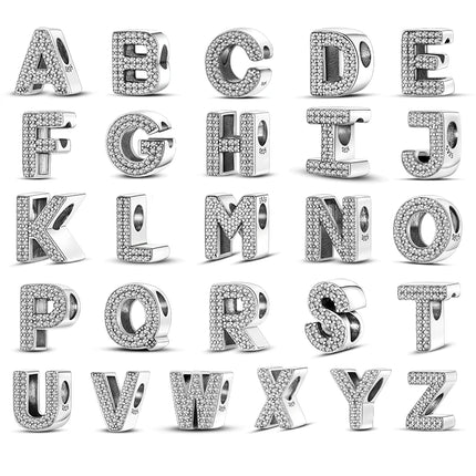 A-Z Alphabet Beads Charms Fit Original 925 Sterling Silver Bracelets Charm 26 Letters Charm for Women Girl DIY Fine Jewelry Gift