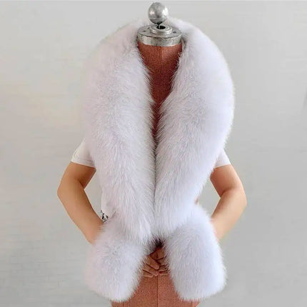 Winter Natural Fox Fur Scarf And Cuff Set Women Jacket Fur Collar Authentic Neck Warm Scarves Luxury Fluffy Fox Fur Shawl