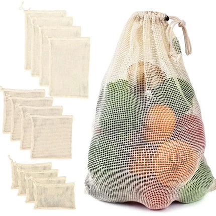 Reusable Cotton Mesh Bag Large Eco-friendly Mesh Shopping Bag Fruit and Vegetable Storage Light Weight Bundle Pocket Kitchen